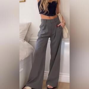 Abercrombie & Fitch High-Waist Wide Leg Gray Trousers